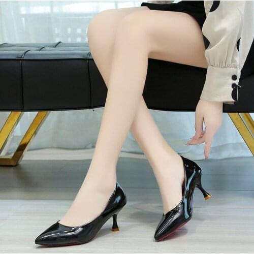 Ladies Shoes Patent Leather High Heels Thick Heel Dress Shoes Ladies Basic High Heels Ladies Shoes Women High Heel Shoes