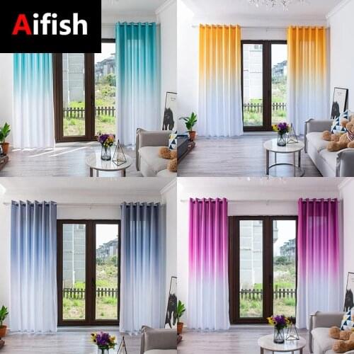 Pure Color Bedroom Rainbow Dream Gradient Curtain Gray Blue Semi Blackout Living Room Home Party Wedding Decoration Cortinas 4