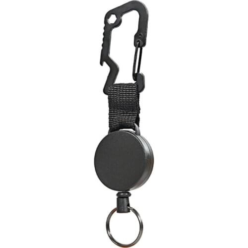 Outdoor Elastic Carabiner Telescopic Keychain Reel Badge Holder High Strength Steel Wire Anti-drop Retractable Ribbon Buckle