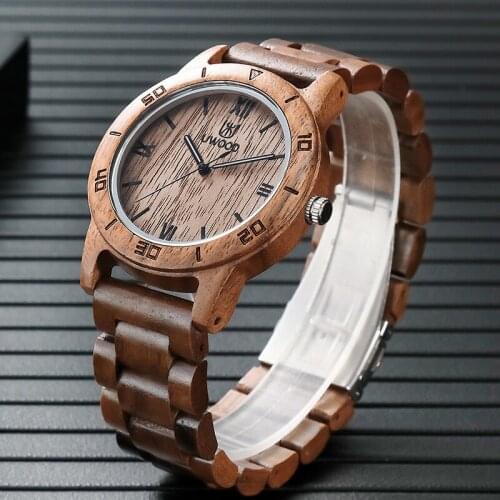 UWOOD Luxury Brand Fashion Mens Wooden Bangle Watches Wood Quartz Wristwatch Men Husband Daily Casual Minimalist Dress