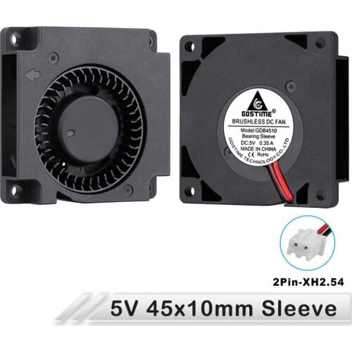 5pcs Gdstime 45mm 4510 3D Printer Cooling Blower Fan 5V 2pin 45mm x 45mm x 10mm 45*10mm Brushless DC Turbo Blower Cooler Fan