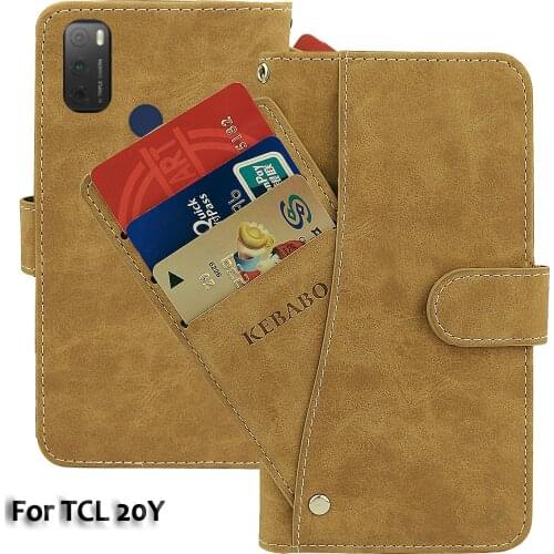Vintage Leather Wallet TCL 20Y Case 6.52" Flip Luxury Card Slots Cover Magnet Phone Protective Cases Bags