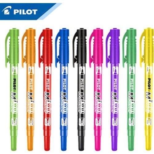 Japan Pilot Twin point Marker Pen mark pens 12 Colors Set Double head writing drawing painting no xylene office SCA-TM-S12