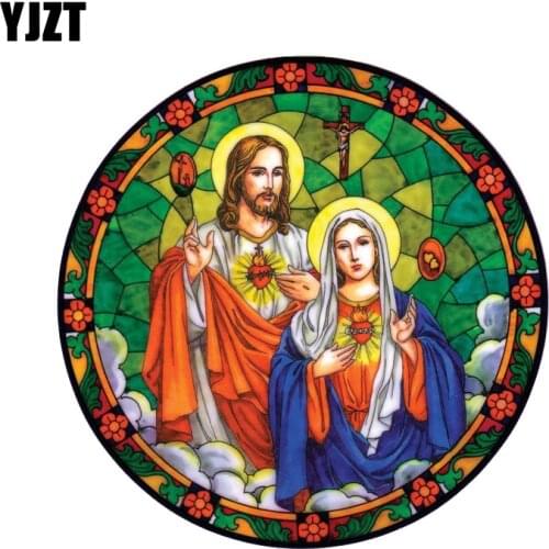 YJZ 13CM*13CM SACRED HEARTS OF JESUS & MARY PVC Motorcycle Car Sticker 11-00380