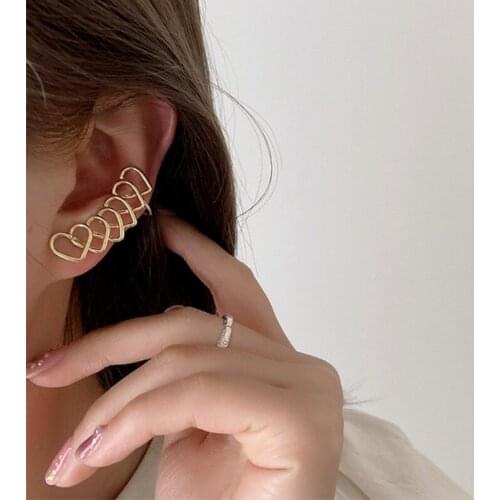 U-Magical Unique Design Connect Hollow Love Heart Dangle Earrings for Women Unusual Gold Silver Metal Earring Jewelry Pendientes