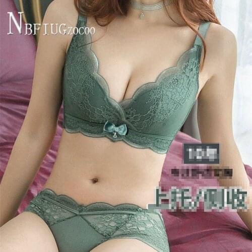 2020 New Wire Free Push Up Small Breast Women Bra Sets Sexy Beautiful Back Thin Adjusted-straps Female Brief Sets