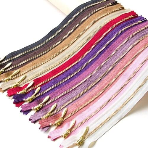 1pcs YKK 3# Gold Tooth Metal Zipper Close-end Auto Lock DIY For Bag Purse Dress Footwear Patchwork Accessories