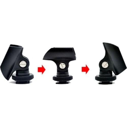 H7JA 1 PC Microphone Clip Stand 19mm Plastic Mic Microphone Holder Clip with Hot Shoe For DSLR Camera