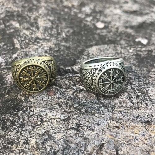 2018 Fashion Jewelry Nordic Pagan Helm of Awe Aegishjalmur Rune Viking Ring Anillos Nordicos Stainless Steel Rings For Women Men