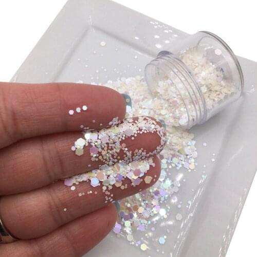 50g/Pack Oil-Paint Series Nail Art Glitter Sequins Pink/Blue/Green/White 3D Hexagon Chunky Mermaid Decorations Nail Flakes TG#34