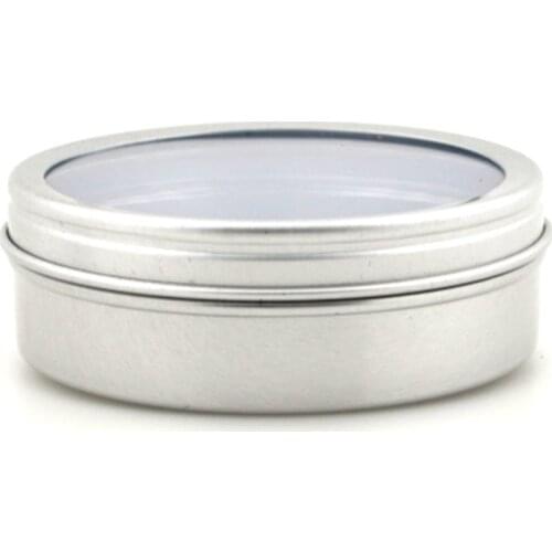 80ml empty round aluminium, metal,Container,case,jar, pot, Balm Tins with Clear View Window lid