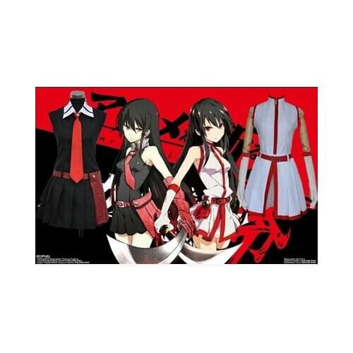 Akame Ga Kiru! Anime cosplay Akame White suit Skirts cos halloween party full set 4in1(Top+Skirts+Leather belt+gloves)