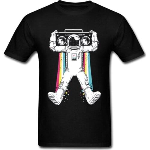 Astro Sound System Top T-shirts for Men All Cotton Tees Summer/Autumn T Shirts B-Box Hip Hop Astronaut Tshirt Rainbow Streetwear