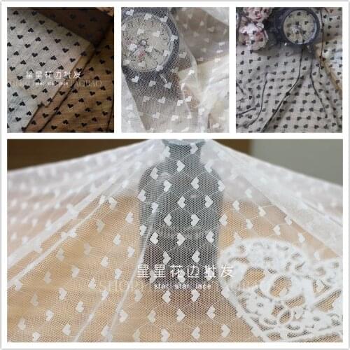 White Black Jacquard Heart Stretchy Mesh Lace Fabric Girls' Tulle Dress Wedding Garment Sewing Decorative Underwear Net Fabric