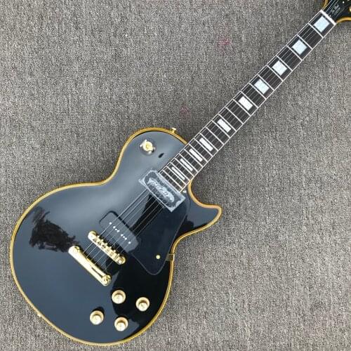 Rosewood fingerboard electric guitar, Yellow binding, 2 P90 pickups, Solid mahogany body electric guitar, Free shipping