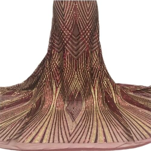 French African Embroidery Sequins Lace Fabric 2021 High Quality Nigerian Lace Fabrics For Party Dress Sewing Fabric j66-615