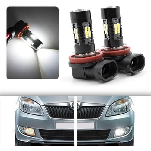2Pc White Canbus No Error H8 LED Fog Light Bulb For 07–14 Škoda Fabia Mk2 Hatch Estate 5J LED DRL Daytime Running Light