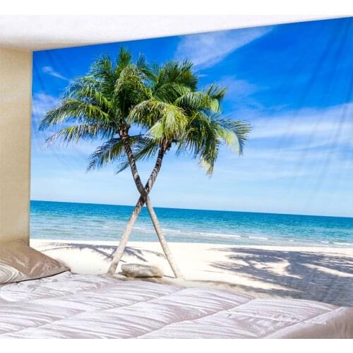 Beautiful Seaside Coconut Tree Print Wall Tapestry Cheap Hippie Wall Hanging Hohemian Tapestry Tapestry Mandala Wall Art Decorat