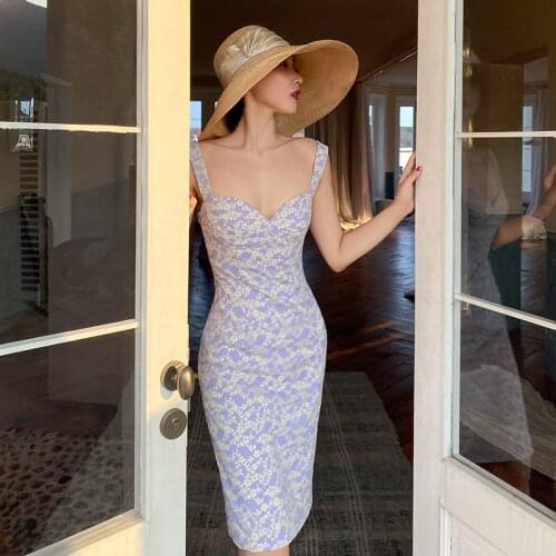 Lace Sling V-neck Dress 2021 Spring Womens Dress Waist Was Thin and Temperament Skirt Women