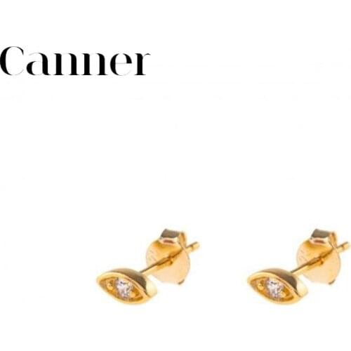 Small Tiny Eyes Crystal Zircon Stud Earrings FOR Women 925 Sterling Silver Studs Earrings Gold Silver Color Minimalist Jewelry