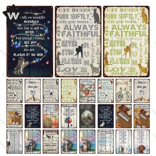 Metal Welcome Sign Metal Sign Family Rules Metal Sign Family Rules Metal Tin Sign Retro Vintage Tin Sign for Home Bar Decoration