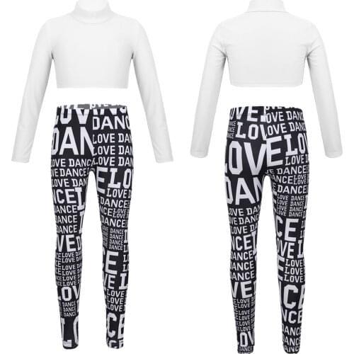 Fashion Girls 2pcs Yoga sets Sportswear Kids Clothes Gym Fitness Workout Tracksuits Long Sleeve Crop Top+Leggings Tights Outfits