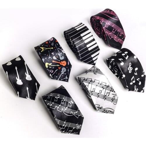 Fashion Slim Tie Music Piano Student Neck Tie Hisdern Skinny Ties Gifts for Men Butterfly Shirt Music Tie