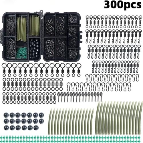 300 Pieces of European Style Carp Fishing Accessories Set for European Fishing Library, Hose Block Bean Swivel Fishing Gear