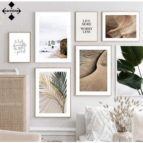 Beach Desert Nordic Wall Art Posters Green Leaves Canvas Pictures Modern Posters and Prints for Home Interior Decoration Bedroom
