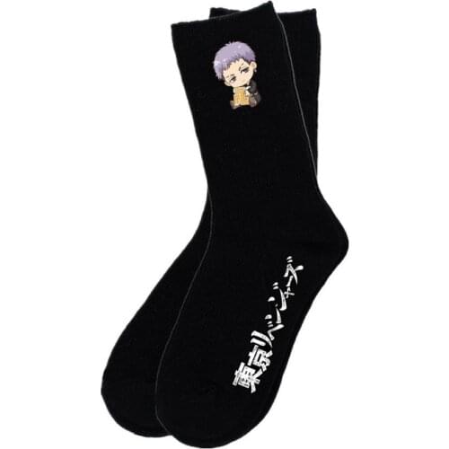 Tokyo Avengers Women Socks Cartoon Sock Woman Unisex Personality Cute Printing Soft Sox Black White Summer Korean Calcetines
