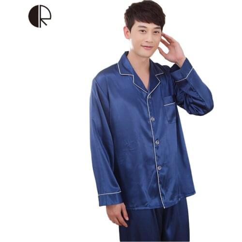New Arrival Mens Spring Autumn Full Sleeve Imitate Silk Lounge Casual Pajama Sets Couple Sleepwear Drop Shipping AP331