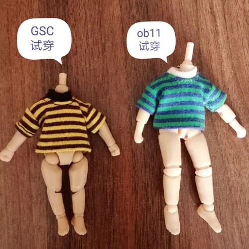 OB11 Baby Dress Stripe Short Sleeve 1/12 BJD Baby Dress GSC Piccodo Molly Baby T-Shirt Vest doll clothes