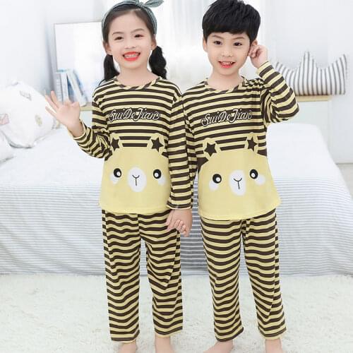 Wholesale Clothing Suit New Spring Autumn Children Pajamas Set 2021Cartoon Summer Long Sleeve Nightwear Kids Tracksuit Nightwear