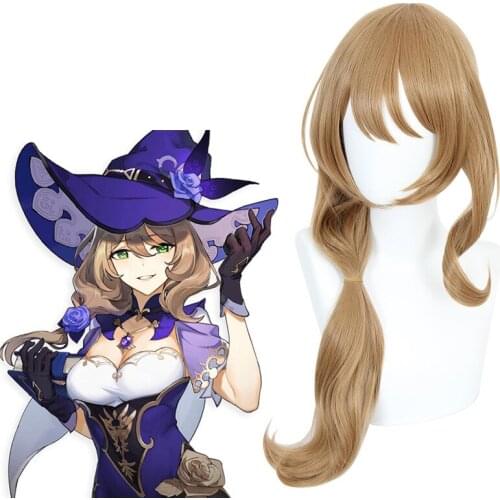 Genshin Impact Lisa Cosplay Women 65cm Christmas Linen Wig Cosplay Anime Cosplay Wigs Heat Resistant Synthetic Wigs Halloween
