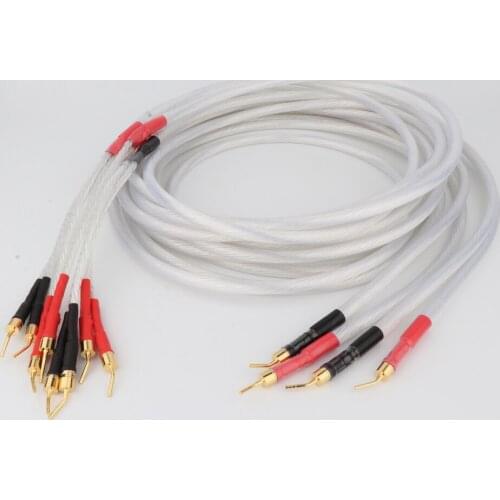 7N OCC Silver Plated HIFI SPeaker Cable Banana To Banana Plug Speaker Wire For Audiophiles and HiFi Systems