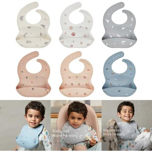 Infants Adjustable Burp Apron Baby Food Grade Silicone Waterproof Bibs Newborn Boys Girls Feeding Saliva Towel