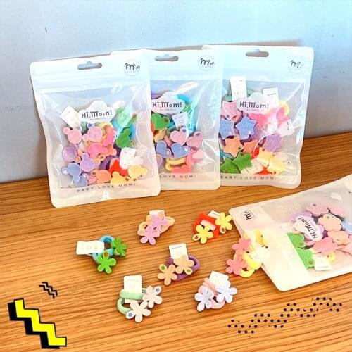 10pcs or 14pcs Candy Color Letter Flower Star Elastic Hair Bands for Girls Nylon Rope Ties Baby Kids Scrunchies Hair Accessories