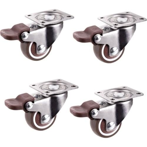 H7JB 1.25/1.5/2 Inch 4 Pack Inch Furniture Casters Wheels Rubber Swivel Castor Trolley Rubber Caster with Brake 8 Types
