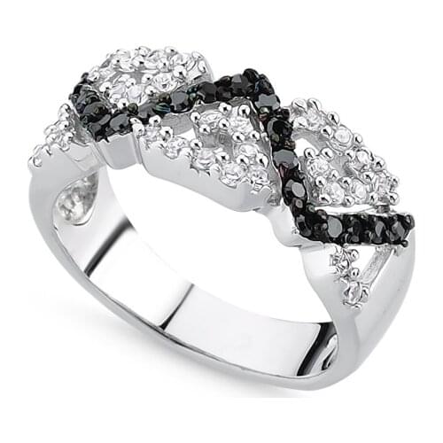 Silver 925 Sterling Zircon Stone Chevron Ring