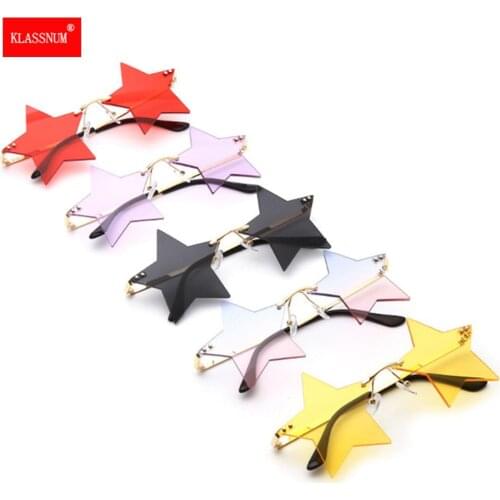 Vintage Sunglasses Women Star Mirror Rimless Sunglasses Men Frameless Trend Fashion Sunglasses Driver Goggles Decorative Eyewear