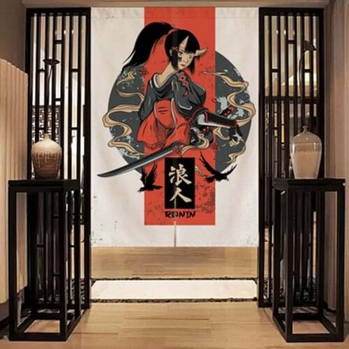 No Punching Japanese Window Door Curtain Kitchen Restaurant Sushi Hanging Partition Screen With Telescopic Rod Home Decoration