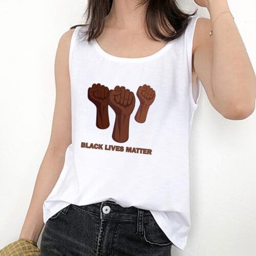 Camiseta Tank Tops I Can't Breathe Letter Print Black Lives Matter Sexy Vest Women Harajuku TShirt Loose Sleeveless Loose Tops