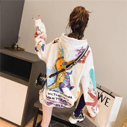 Japanese Oversized Women Sweatshirt Autumn 2020 Dragon Print Hoodie Women Jumper Harajuku Long Sleeve Pullover Loose Sweatshirts