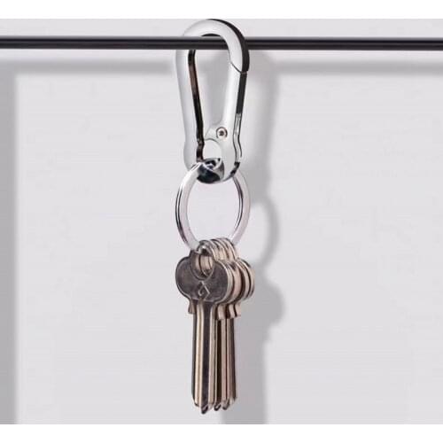 1 Pcs Fashion Car Keychain for Men Simple Keychain Climbing Hook Hang Waist Key Chain Rings Stainless Steel Gift Auto Interior