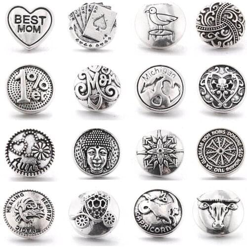 10pcs/lot Snaps Jewelry High Quality Snap Button Jewelry DIY 18mm 20mm Metal Snap Buttons Fit Snap Bracelet Bangle