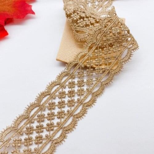 10 Yards 4.3CM Wide Gold Reticulate Hollow Lace Fabric Braided Lace Trim Guipure Laces Ribbon Sewing Trimmings For Clothing