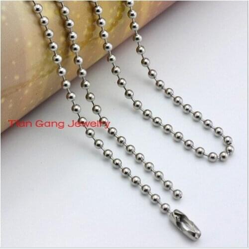 18" 100pcs/Lot 1.5mm Wholesale Jewelry Hot Sale 100% 316L Stainless Steel Ball Link Chain Necklace Fashion Jewelry