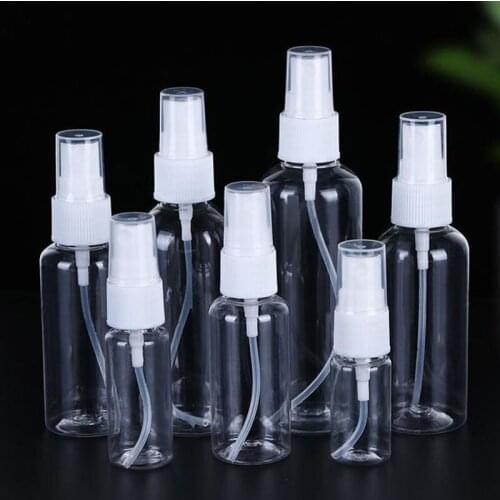 200pcs Transparent Plastic Spray Bottle Atomizer Pumps For Essential Oils Travel Perfume Bulk Portable Tool 15 30 50 60ML 100ML