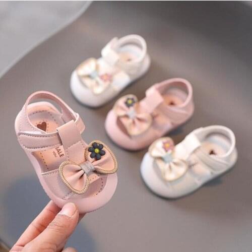 2021 New Summer Baby Girls Shoes Cute Bow Girl Toddler Princess Sandals Closed toe Soft Pu Leather Infant Shoes for Girl