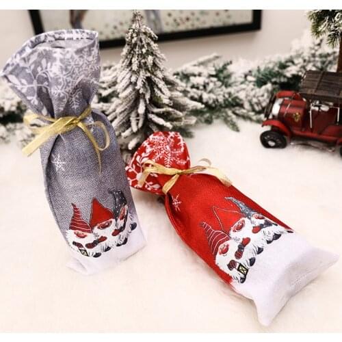 2021 Santa Claus Wine Bottle Cover Christmas Tree Decor New Year Gift Bag Holder Xmas Gift Happy